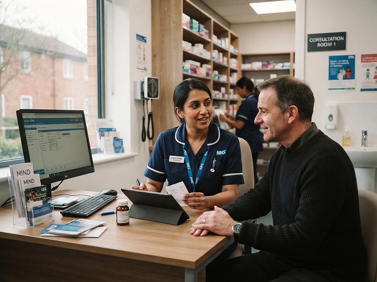 A pharmacist in a consultation with a patient