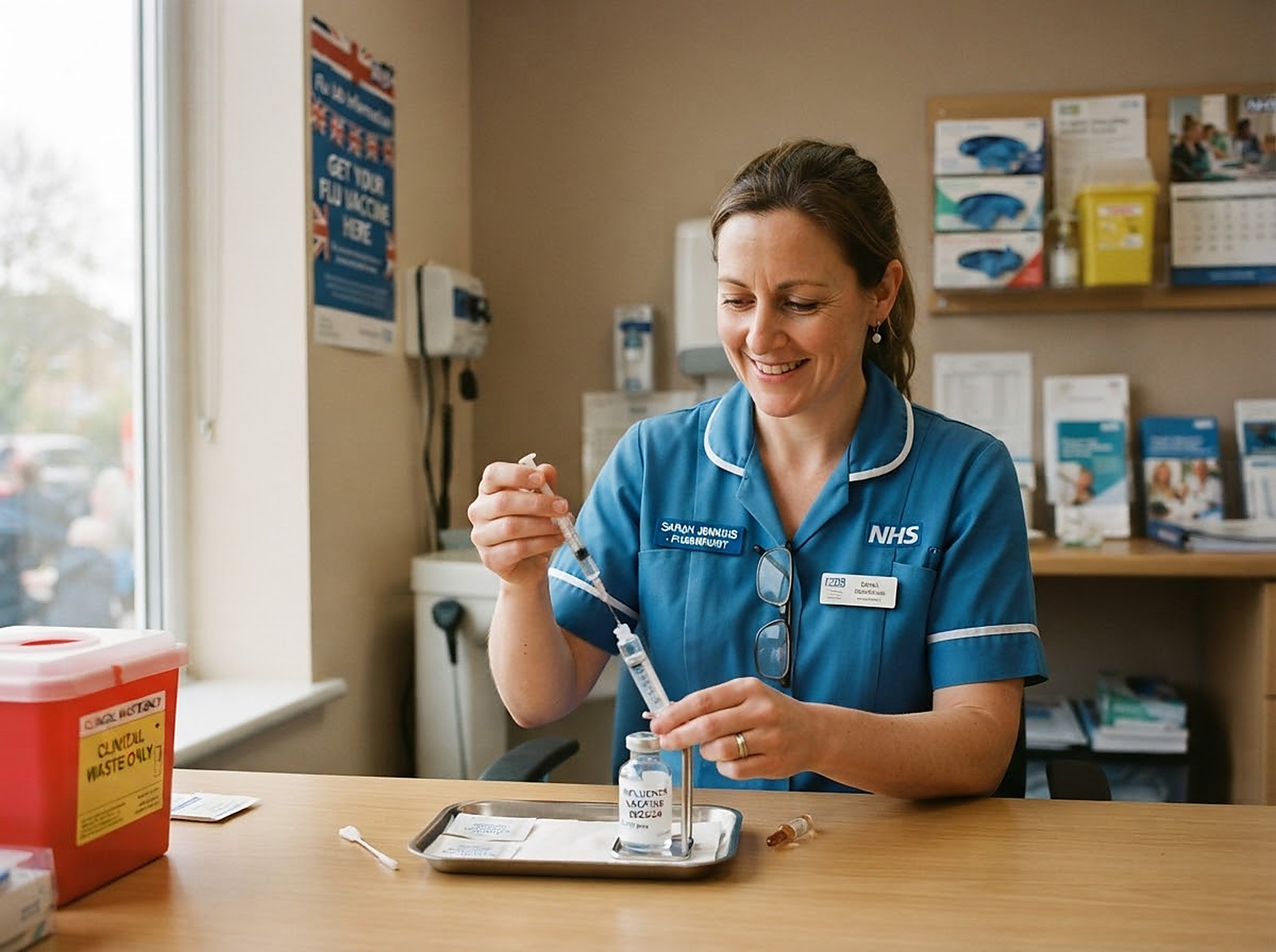 A pharmacist giving a vaccination